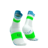 COMPRESSPORT Skarpetki do biegania wysokie PRORACING SOCKS V4 RUN HIGH white/norse blue/neon green