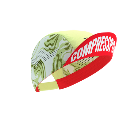 COMPRESSPORT Czapka biegowa PRO RACING CAP green camo/fluo red