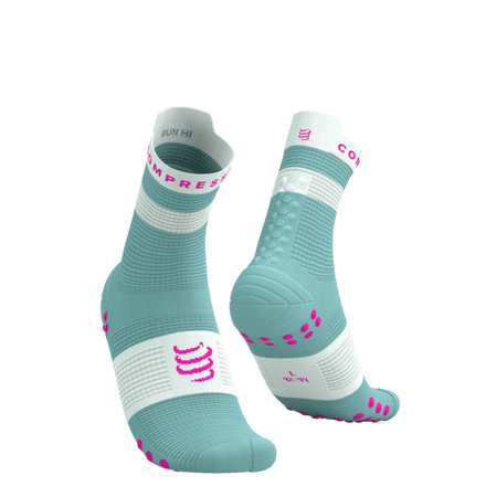 COMPRESSPORT Skarpetki do biegania wysokie PRORACING SOCKS V4 RUN HIGH ether/neon pink