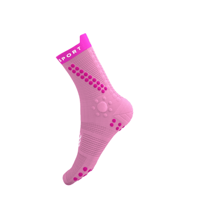 COMPRESSPORT Skarpetki do biegania trailowe PRORACING SOCKS V4 TRAIL begonia/neon pink