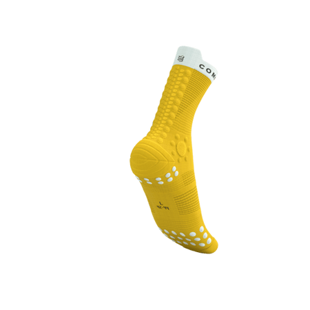 COMPRESSPORT Skarpetki do biegania trailowe PRORACING SOCKS V4 TRAIL lemon/white