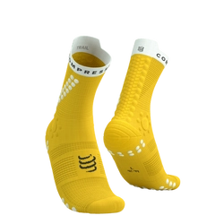 COMPRESSPORT Skarpetki do biegania trailowe PRORACING SOCKS V4 TRAIL lemon/white
