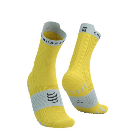 COMPRESSPORT Skarpetki do biegania trailowe PRORACING SOCKS V4 TRAIL maize/dawn blue