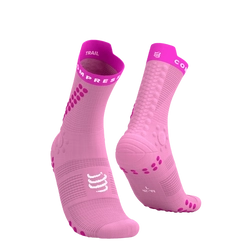 COMPRESSPORT Skarpetki do biegania trailowe PRORACING SOCKS V4 TRAIL begonia/neon pink
