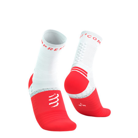 COMPRESSPORT Skarpetki do biegania PRO MARATHON SOCKS V2.0 fluo red/white