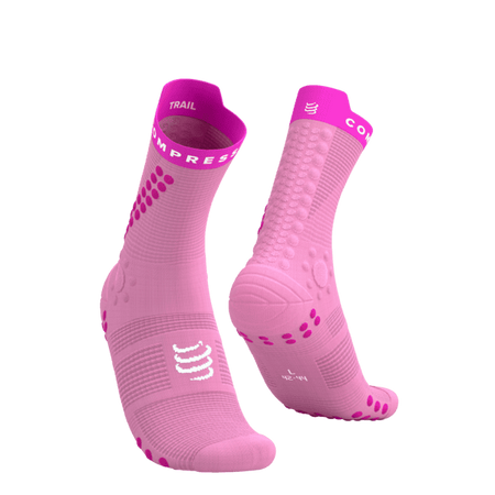 COMPRESSPORT Skarpetki do biegania trailowe PRORACING SOCKS V4 TRAIL begonia/neon pink