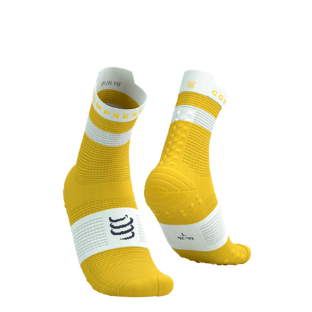 COMPRESSPORT Skarpetki do biegania wysokie PRORACING SOCKS V4 RUN HIGH lemon/white