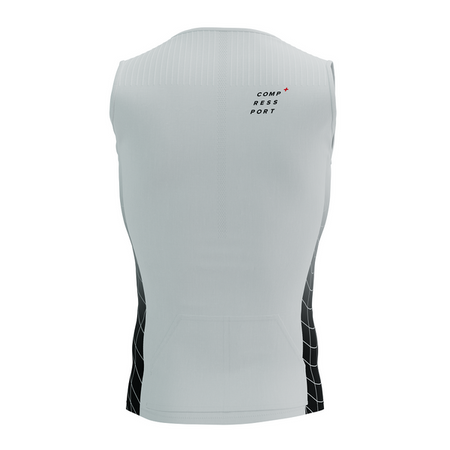 COMPRESSPORT Triathlonowa koszulka kompresyjna TRI POSTURAL AERO TANK TOP black/white print
