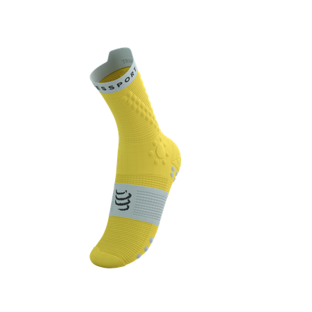 COMPRESSPORT Skarpetki do biegania trailowe PRORACING SOCKS V4 TRAIL maize/dawn blue