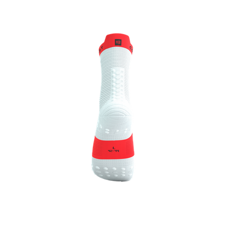 COMPRESSPORT Skarpetki do biegania wysokie PRORACING SOCKS V4 RUN HIGH white/fluo red