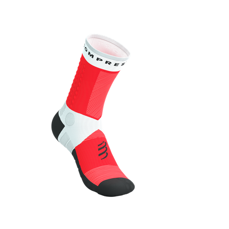 COMPRESSPORT Skarpetki do biegania ULTRA TRAIL SOCKS V2.0 white/fluo red