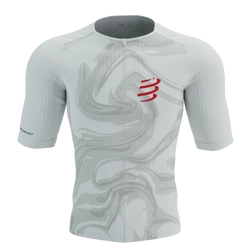 COMPRESSPORT Triathlonowa koszulka kompresyjna TRI POSTURAL AERO SS TOP white print