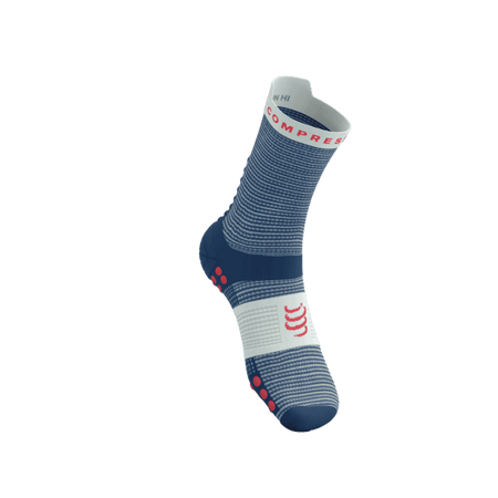 COMPRESSPORT Skarpetki do biegania wysokie PRORACING SOCKS V4 RUN HIGH blues/sugar