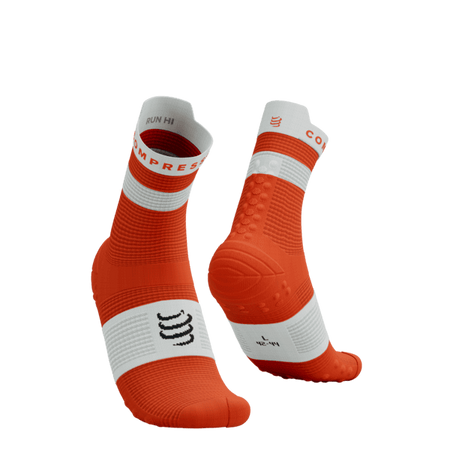 COMPRESSPORT Skarpetki do biegania wysokie PRORACING SOCKS V4 RUN HIGH tigerlily/white