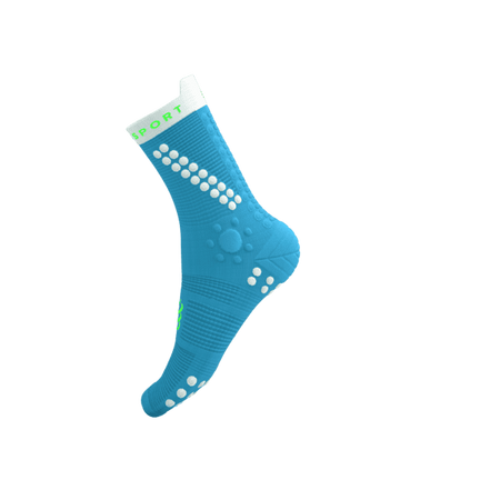 COMPRESSPORT Skarpetki do biegania trailowe PRORACING SOCKS V4 TRAIL norse blue/neon green