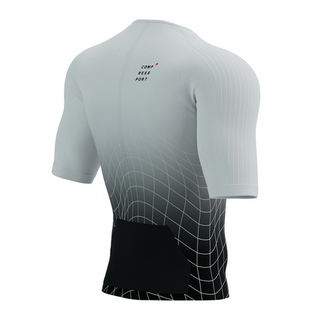 COMPRESSPORT Triathlonowa koszulka kompresyjna TRI POSTURAL AERO SS TOP black/white print