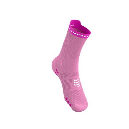 COMPRESSPORT Skarpetki do biegania trailowe PRORACING SOCKS V4 TRAIL begonia/neon pink