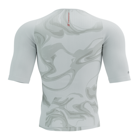 COMPRESSPORT Triathlonowa koszulka kompresyjna TRI POSTURAL AERO SS TOP white print