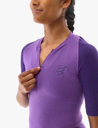 COMPRESSPORT Koszulka do biegania damska TRAIL RACING POSTURAL SS TOP purple/lilac