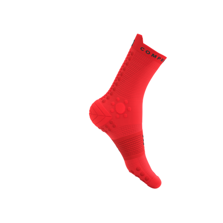 COMPRESSPORT Skarpetki do biegania trailowe PRORACING SOCKS V4 TRAIL fluo red/black