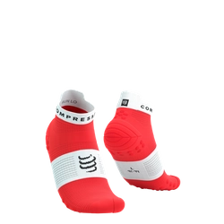 COMPRESSPORT Skarpetki do biegania krótkie PRORACING SOCKS V4 RUN LOW fluo red/white