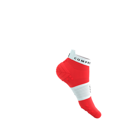 COMPRESSPORT Skarpetki do biegania krótkie PRORACING SOCKS V4 RUN LOW fluo red/white