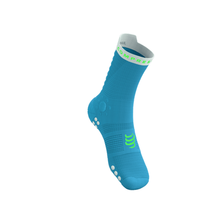 COMPRESSPORT Skarpetki do biegania trailowe PRORACING SOCKS V4 TRAIL norse blue/neon green