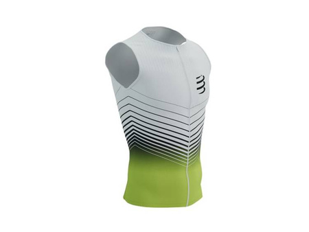 COMPRESSPORT Triathlonowa koszulka kompresyjna TRI POSTURAL TANK TOP white/primerose