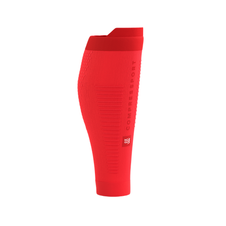 COMPRESSPORT Opaski kompresyjne na łydki R2V3 fluo red/white reflect