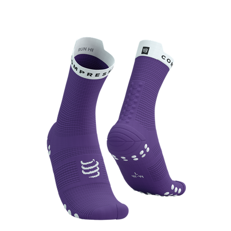COMPRESSPORT Skarpetki do biegania wysokie PRORACING SOCKS V4 RUN HIGH lilac/white