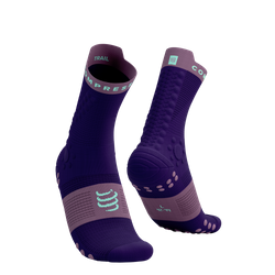 COMPRESSPORT Skarpetki do biegania trailowe PRORACING SOCKS V4 TRAIL purple/grape