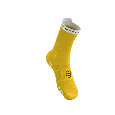 COMPRESSPORT Skarpetki do biegania trailowe PRORACING SOCKS V4 TRAIL lemon/white