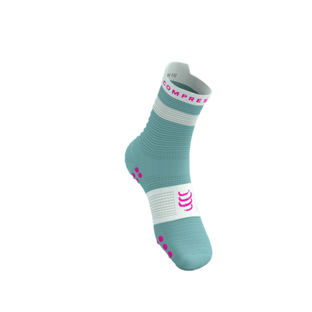COMPRESSPORT Skarpetki do biegania wysokie PRORACING SOCKS V4 RUN HIGH ether/neon pink