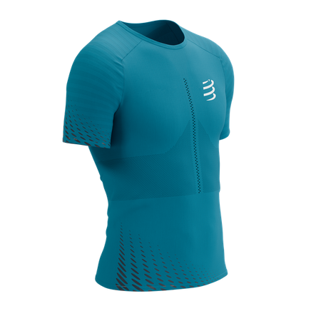 COMPRESSPORT Koszulka biegowa RACING SS T-SHIRT mosaic blue/ magent