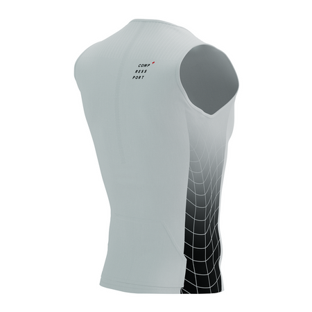 COMPRESSPORT Triathlonowa koszulka kompresyjna TRI POSTURAL AERO TANK TOP black/white print