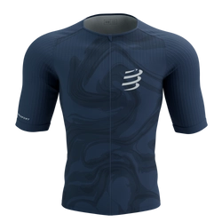 COMPRESSPORT Triathlonowa koszulka kompresyjna TRI POSTURAL AERO SS TOP indigo print