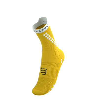 COMPRESSPORT Skarpetki do biegania trailowe PRORACING SOCKS V4 TRAIL lemon/white