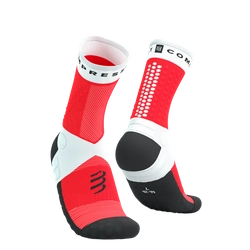 COMPRESSPORT Skarpetki do biegania ULTRA TRAIL SOCKS V2.0 white/fluo red