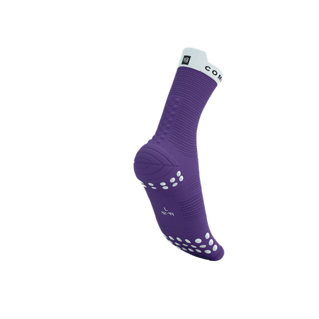 COMPRESSPORT Skarpetki do biegania wysokie PRORACING SOCKS V4 RUN HIGH lilac/white