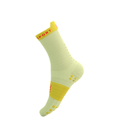 COMPRESSPORT Skarpetki do biegania wysokie PRORACING SOCKS V4 RUN HIGH elf yellow/fluo red