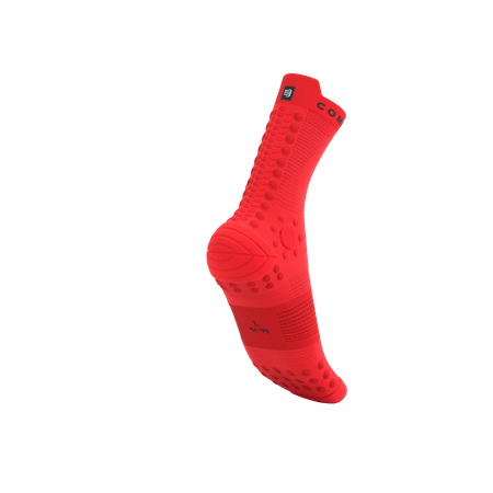 COMPRESSPORT Skarpetki do biegania trailowe PRORACING SOCKS V4 TRAIL fluo red/black