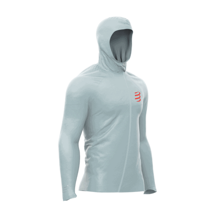 COMPRESSPORT Kurtka biegowa HURRICANE WATERPROOF 10/10 JACKET grey dawn/reflective fluo red