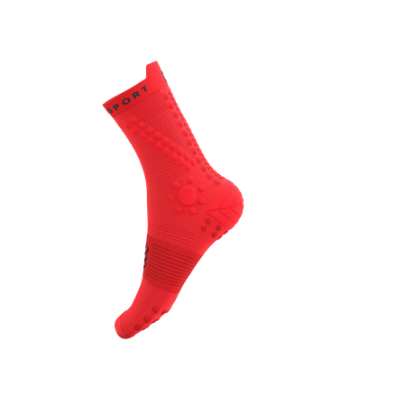 COMPRESSPORT Skarpetki do biegania trailowe PRORACING SOCKS V4 TRAIL fluo red/black