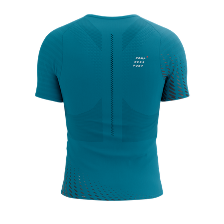 COMPRESSPORT Koszulka biegowa RACING SS T-SHIRT mosaic blue/ magent