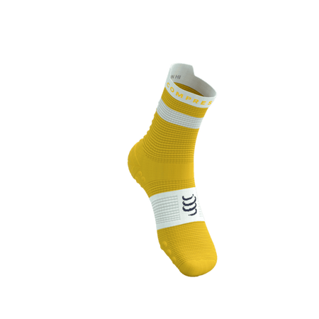COMPRESSPORT Skarpetki do biegania wysokie PRORACING SOCKS V4 RUN HIGH lemon/white