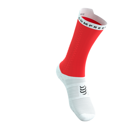 COMPRESSPORT Skarpetki rowerowe PRORACING SOCKS V4 BIKE fluo red/white