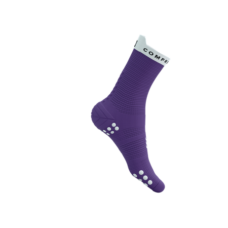 COMPRESSPORT Skarpetki do biegania wysokie PRORACING SOCKS V4 RUN HIGH lilac/white