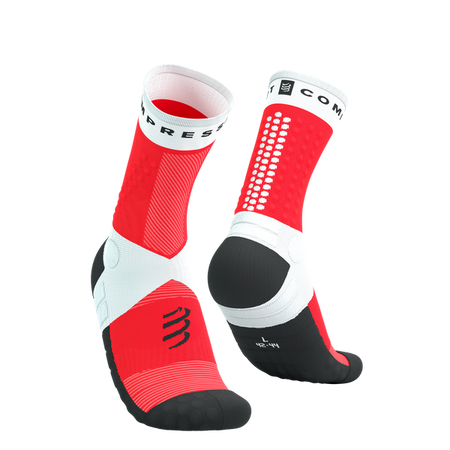 COMPRESSPORT Skarpetki do biegania ULTRA TRAIL SOCKS V2.0 white/fluo red