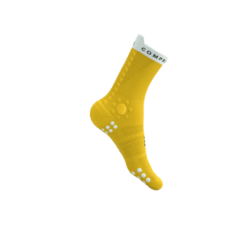COMPRESSPORT Skarpetki do biegania trailowe PRORACING SOCKS V4 TRAIL lemon/white