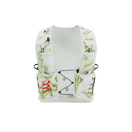 COMPRESSPORT Plecak do biegania ULTRUN EVO 10 PACK sugar/green camo + 2x soft flask